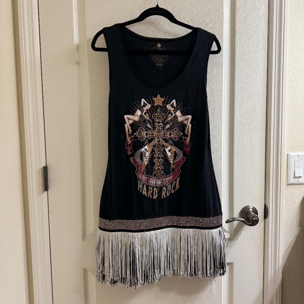 RARE  "HEART OF HARD ROCK" small mini cotton  dress designer  by Laura Be